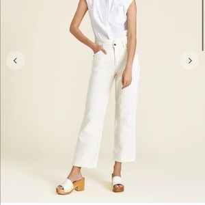 Veronica Beard Blake Straight-Leg Jean Notch-Waist Ecru